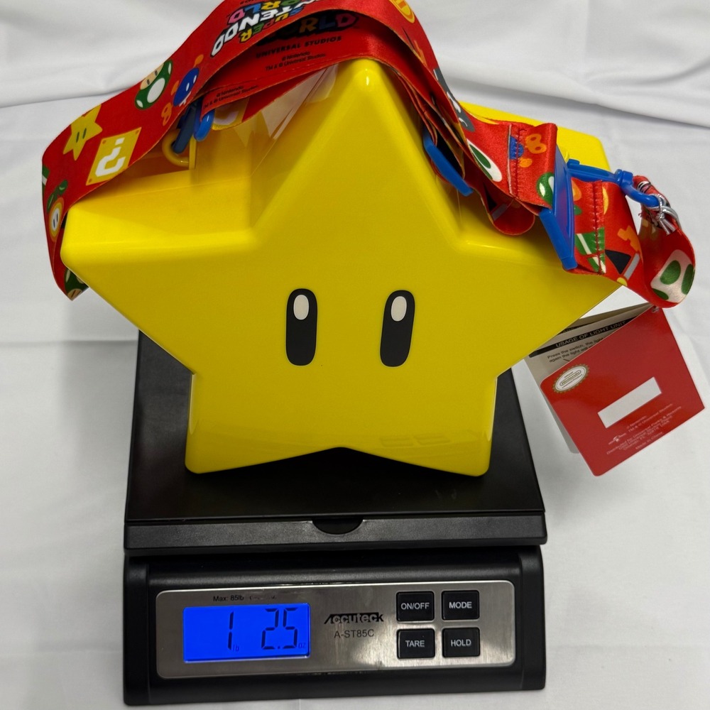 Super Nintendo World Universal Studios Star Popcorn Bucket Yellow LED Lights New - Picture 7 of 7